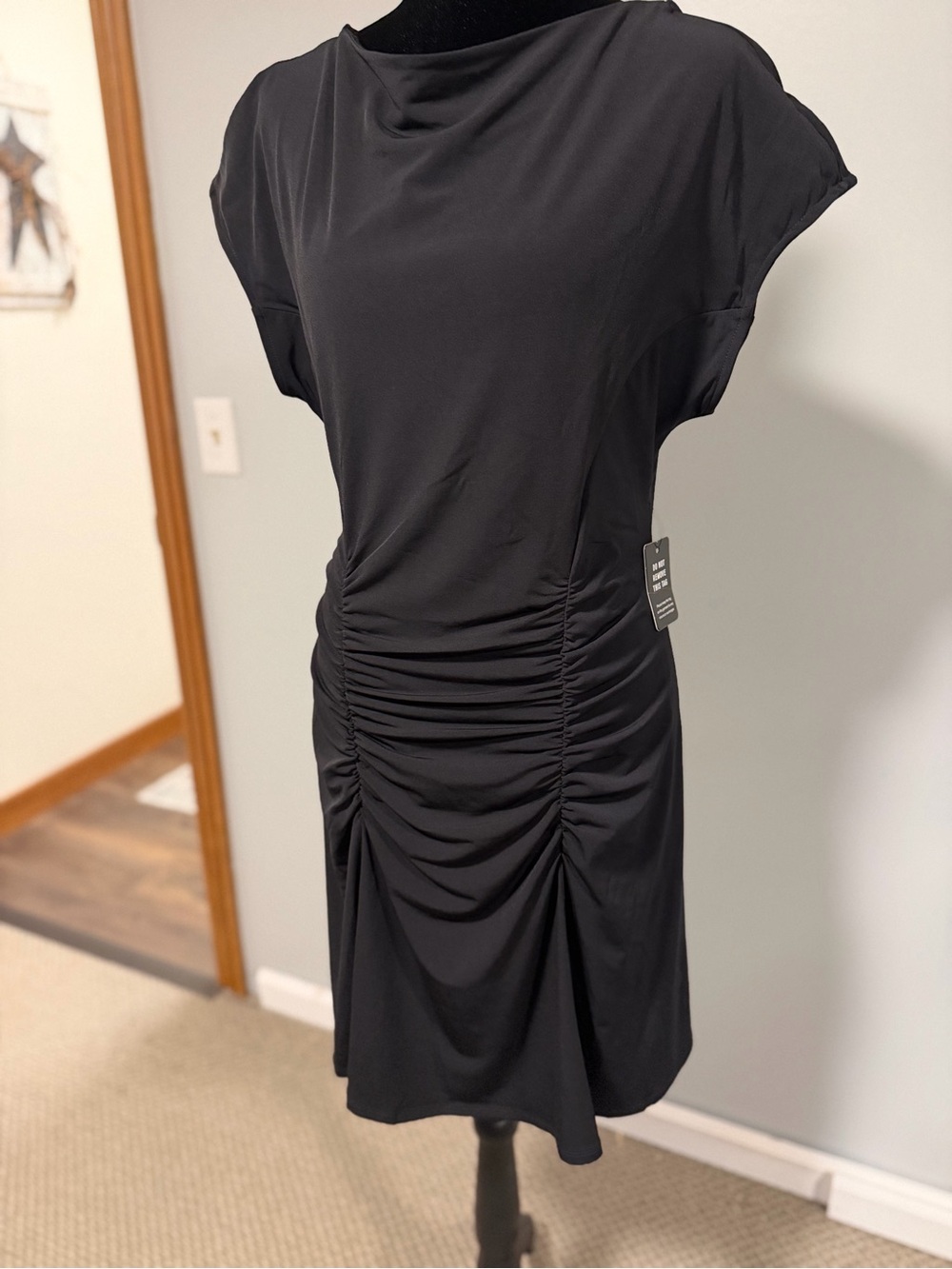 Express Body Contour Black Ruched Dress – Size Large – NWT